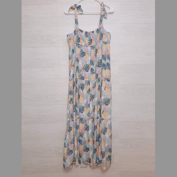 LC Lauren Conrad Women's Sleeveless Floral Print Smocked Button Front Long Dress - Picture 5 of 5